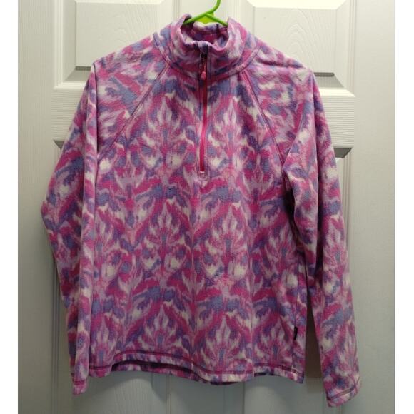 Eddie Bauer Women's Size Small Polar Fleece 1/4 Zip Pullover Pink Ikat Sweater - Picture 1 of 6